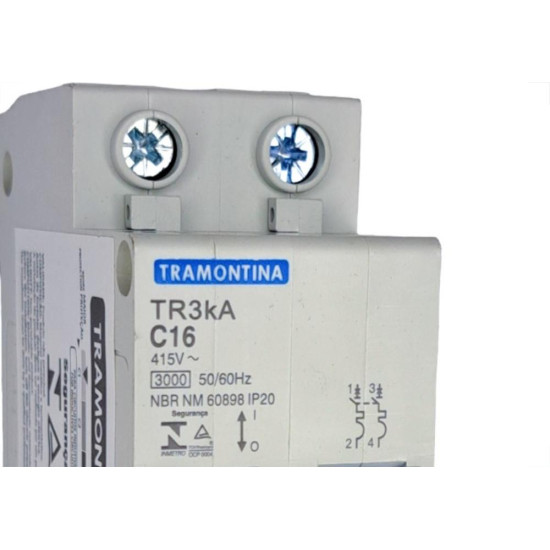 Disjuntor Tramontina ''Din'' Bipolar 16A. C Disjuntor Tramontina ''Din'' Bipolar 16A. C