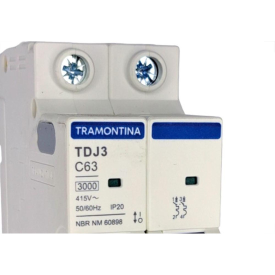Disjuntor Tramontina ''Din'' Bipolar 63A. C Disjuntor Tramontina ''Din'' Bipolar 63A. C
