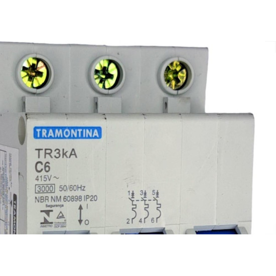 Disjuntor Tramontina ''Din'' Tripolar 6A. C