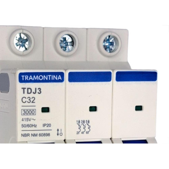 Disjuntor Tramontina ''Din'' Tripolar 32A. C Disjuntor Tramontina ''Din'' Tripolar 32A. C