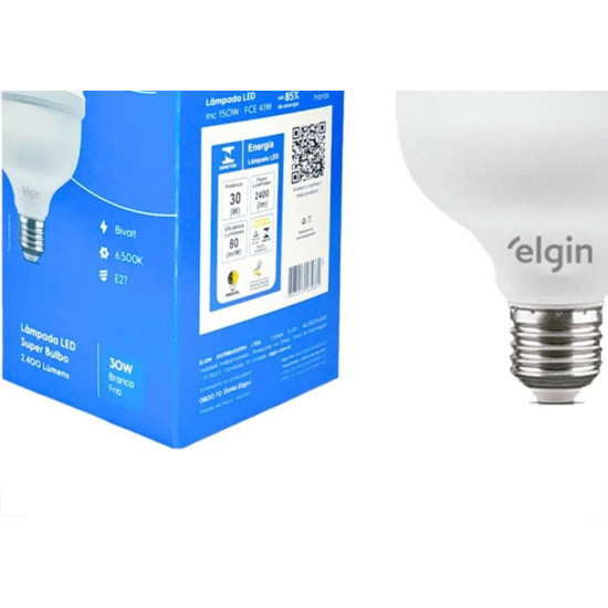 Lampada Led Alta Potencia Elgin 30W. 2.400Lm Bivolt 6500K. - E27 Lampada Led Alta Potencia Elgin 30W. 2.400Lm Bivolt 6500K. - E27