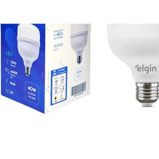 Lampada Led Alta Potencia Elgin 40W. 3200Lm Bivolt 6500K. - E27 Lampada Led Alta Potencia Elgin 40W. 3200Lm Bivolt 6500K. - E27