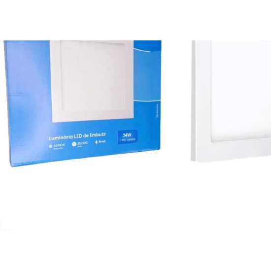 Plafon Led Embutir Elgin Quadrado 24W. 1920Lm. 6500K. Bivolt Branco Plafon Led Embutir Elgin Quadrado 24W. 1920Lm. 6500K. Bivolt Branco