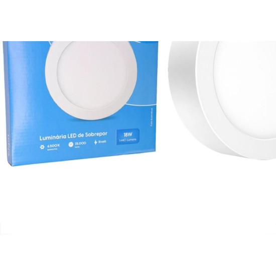 Plafon Led Sobrepor Elgin Redondo 18W. 1440Lm. 6500K. Bivolt Branco Plafon Led Sobrepor Elgin Redondo 18W. 1440Lm. 6500K. Bivolt Branco