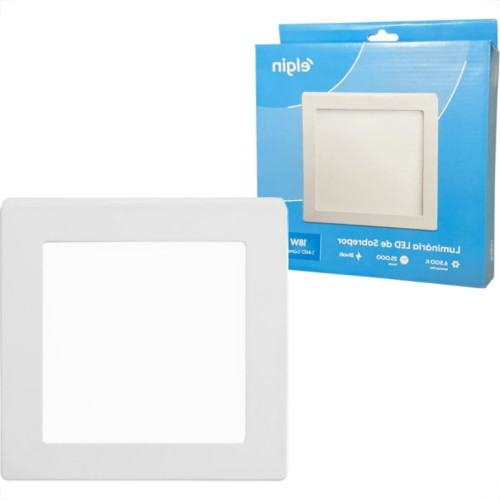 Plafon Led Sobrepor Elgin Quadrado 18W. 1440Lm. 6500K. Bivolt Branco Plafon Led Sobrepor Elgin Quadrado 18W. 1440Lm. 6500K. Bivolt Branco