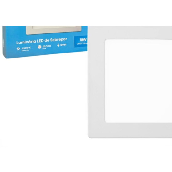 Plafon Led Sobrepor Elgin Quadrado 18W. 1440Lm. 6500K. Bivolt Branco Plafon Led Sobrepor Elgin Quadrado 18W. 1440Lm. 6500K. Bivolt Branco
