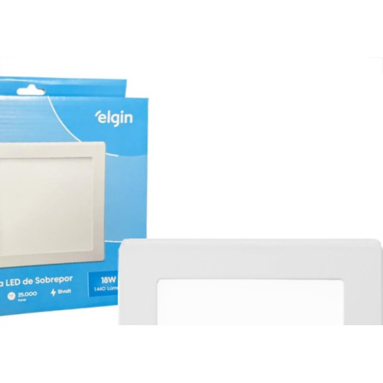 Plafon Led Sobrepor Elgin Quadrado 18W. 1440Lm. 6500K. Bivolt Branco Plafon Led Sobrepor Elgin Quadrado 18W. 1440Lm. 6500K. Bivolt Branco