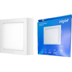 Plafon Led Sobrepor Elgin Quadrado 24W. 1920Lm. 6500K. Bivolt Branco