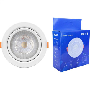 Spot Com Lampada Dicroica Led Elgin 5W. Redondo Ip20 Mr16 Movel Branco Bivolt 500Lm 6500K.