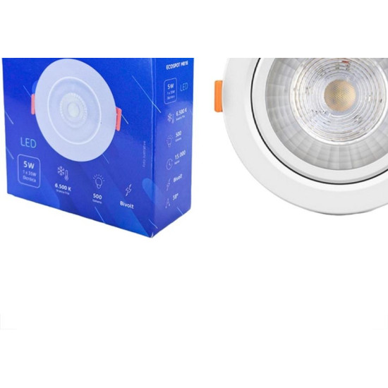 Spot Com Lampada Dicroica Led Elgin 5W. Redondo Ip20 Mr16 Movel Branco Bivolt 500Lm 6500K. Spot Com Lampada Dicroica Led Elgin 5W. Redondo Ip20 Mr16 Movel Branco Bivolt 500Lm 6500K.