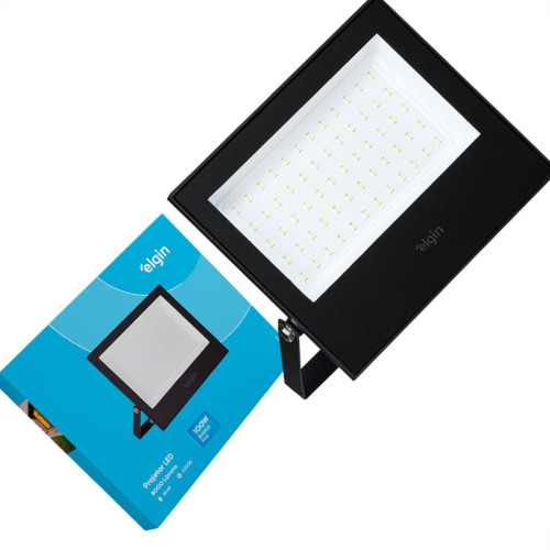 Refletor De Led Elgin 100W. 6500K. 8000Lm Ip65 Preto Bivolt Refletor De Led Elgin 100W. 6500K. 8000Lm Ip65 Preto Bivolt