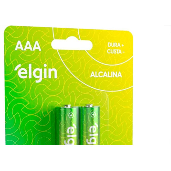 Pilha Elgin Alcalina Aaa Palito Cartela Com 2 Pecas - Lro3-1,5V