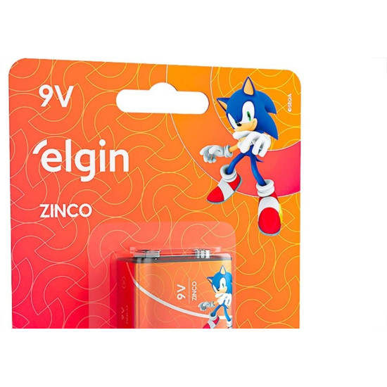 Pilha Elgin Zinco Bateria 9V. Cartela Com 1 Peca - 6F22 Pilha Elgin Zinco Bateria 9V. Cartela Com 1 Peca - 6F22