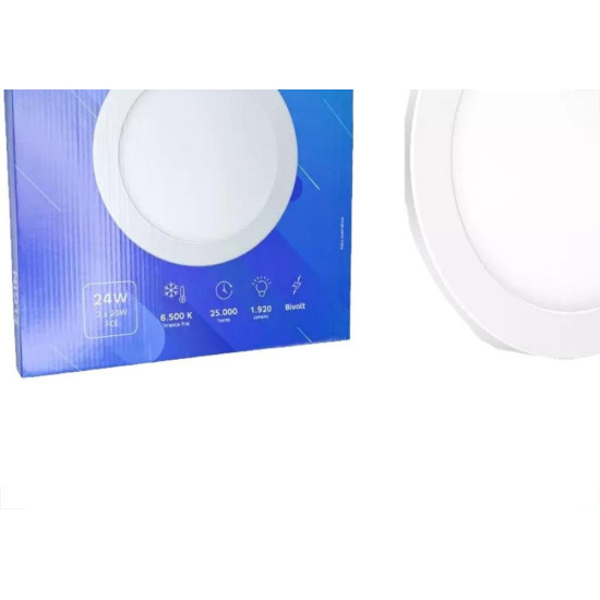 Plafon Led Embutir Elgin Redondo 24W. 1920Lm. 6500K. Bivolt Branco Plafon Led Embutir Elgin Redondo 24W. 1920Lm. 6500K. Bivolt Branco