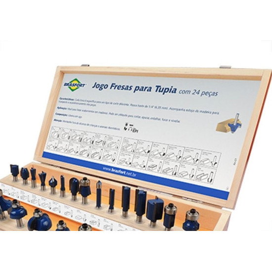 Fresa Para Tupia Brasfort Com 24 Pecas - 7895