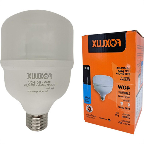 Lampada Led Alta Potencia Foxlux 40W. 3.600Lm Bivolt 6500K.