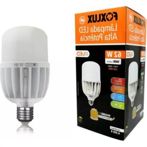 Lampada Led Alta Potencia Foxlux 62W. 5.600Lm Bivolt 6500K.