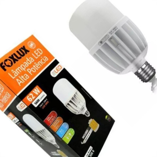 Lampada Led Alta Potencia Foxlux 62W. 5.600Lm Bivolt 6500K.