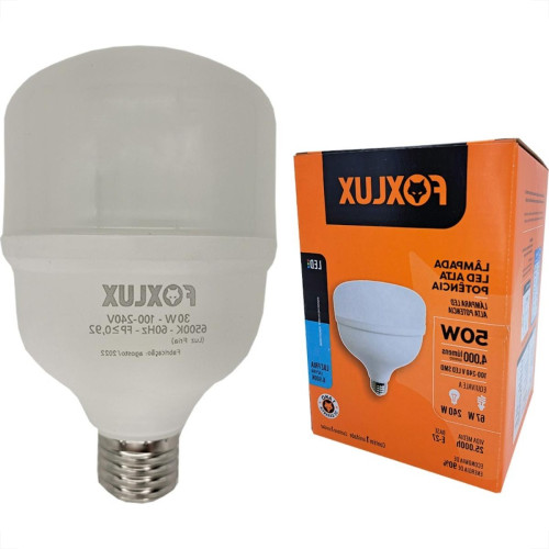 Lampada Led Alta Potencia Foxlux 50W. 4.000Lm Bivolt 6500K.