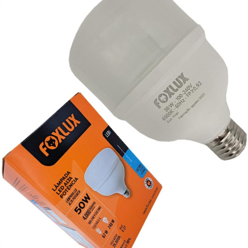 Lampada Led Alta Potencia Foxlux 50W. 4.000Lm Bivolt 6500K.