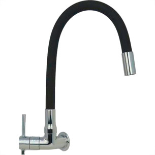 Torneira Gourmet Flex Parede Bica Movel Metal Metrox Black Cromada - C-60 - 1/4 Volta
