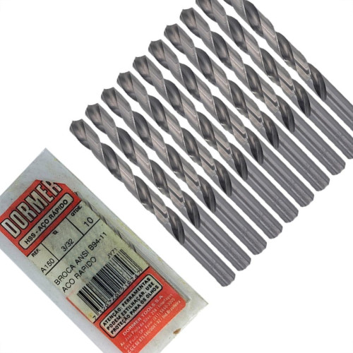 Broca Aco Rapido Dormer 3/32'' - Kit C/10 Pecas Broca Aco Rapido Dormer 3/32'' - Kit C/10 Pecas