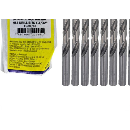 Broca Aco Rapido Irwin 3/32'' - Kit C/10 Pecas Broca Aco Rapido Irwin 3/32'' - Kit C/10 Pecas