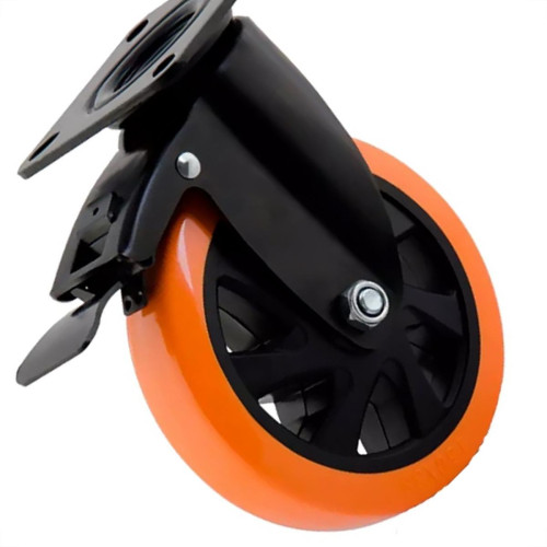 Rodizio Colson Base Giratoria Com Freio 5'' Laranja Rodizio Colson Base Giratoria Com Freio 5'' Laranja