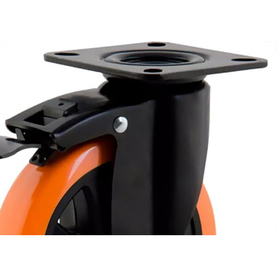 Rodizio Colson Base Giratoria Com Freio 5'' Laranja Rodizio Colson Base Giratoria Com Freio 5'' Laranja