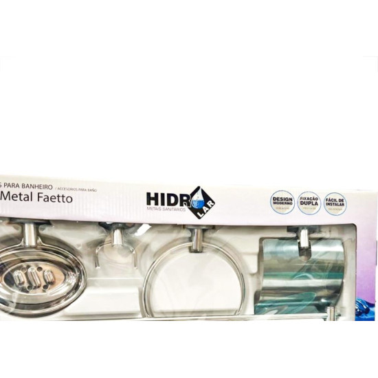 Acessorio Wc Hidrolar Faetto Kit Com 5 Pecas Metal Acessorio Wc Hidrolar Faetto Kit Com 5 Pecas Metal