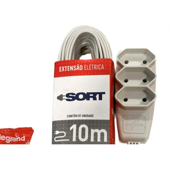 Extensao Daneva Sort 2 Polos Paralela 0,75Mm Gelo -10M - 1532