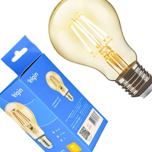 Lampada Filamento De Led Elgin A60 - 4W. 300Lm 2200K E-27 Bivolt Lampada Filamento De Led Elgin A60 - 4W. 300Lm 2200K E-27 Bivolt