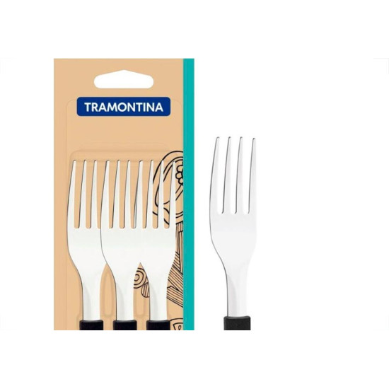 Talher Tramontina Garfo De Mesa Leme Cabo Preto 3 Pecas - 23182/300 Talher Tramontina Garfo De Mesa Leme Cabo Preto 3 Pecas - 23182/300