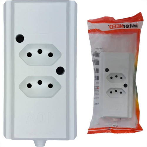 Tomada Barra Interneed 2 Polos +Terra Branca 10A. Dupla Tomada Barra Interneed 2 Polos +Terra Branca 10A. Dupla