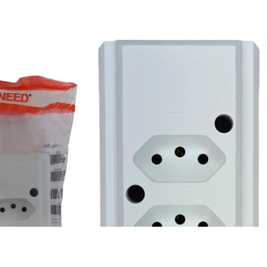 Tomada Barra Interneed 2 Polos +Terra Branca 10A. Dupla Tomada Barra Interneed 2 Polos +Terra Branca 10A. Dupla