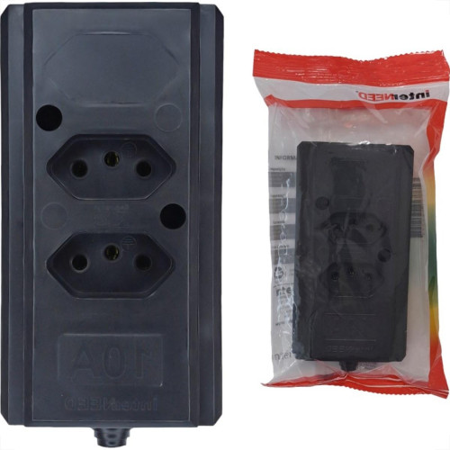 Tomada Barra Interneed 2 Polos +Terra Preta 10A. Dupla Tomada Barra Interneed 2 Polos +Terra Preta 10A. Dupla