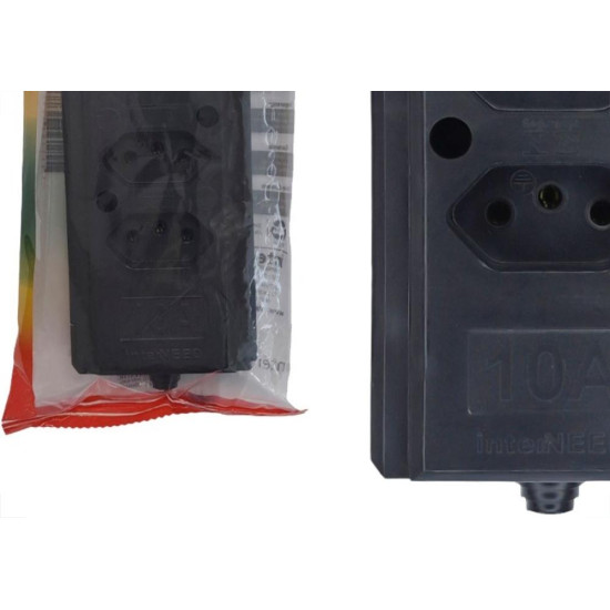 Tomada Barra Interneed 2 Polos +Terra Preta 10A. Dupla Tomada Barra Interneed 2 Polos +Terra Preta 10A. Dupla