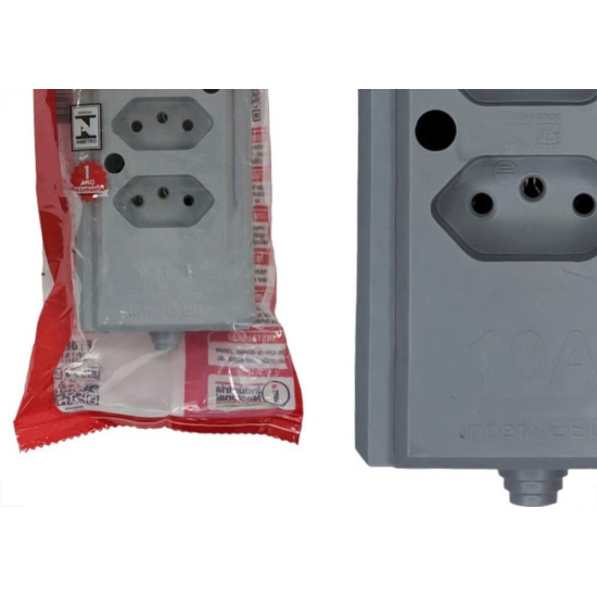Tomada Barra Interneed 2 Polos +Terra Cinza 10A. Tripla Tomada Barra Interneed 2 Polos +Terra Cinza 10A. Tripla