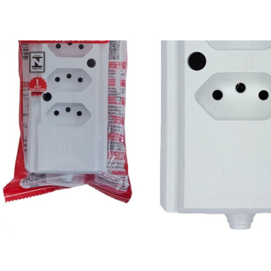 Tomada Barra Interneed 2 Polos +Terra Branca 10A. Tripla Tomada Barra Interneed 2 Polos +Terra Branca 10A. Tripla
