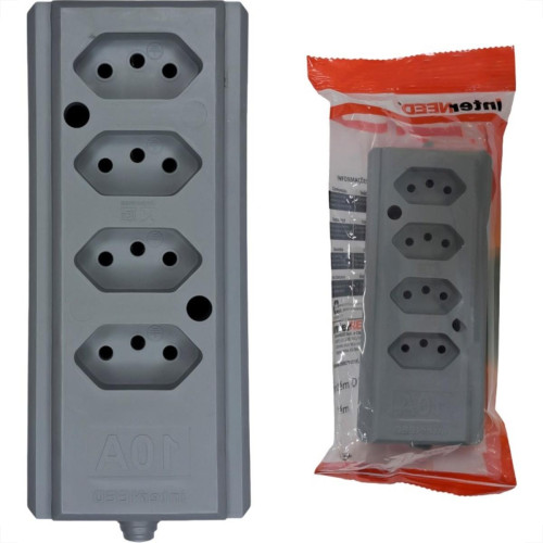 Tomada Barra Interneed 2 Polos +Terra Cinza 10A. Quadrupla Tomada Barra Interneed 2 Polos +Terra Cinza 10A. Quadrupla