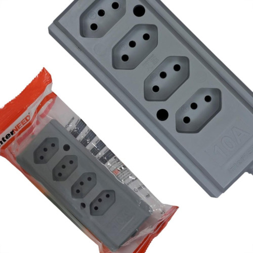 Tomada Barra Interneed 2 Polos +Terra Cinza 10A. Quadrupla Tomada Barra Interneed 2 Polos +Terra Cinza 10A. Quadrupla