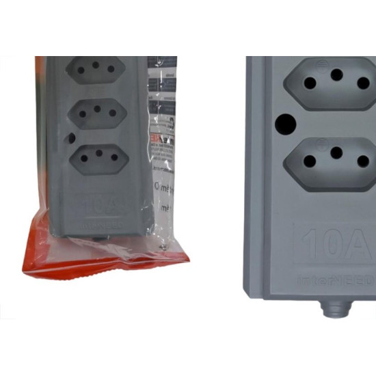 Tomada Barra Interneed 2 Polos +Terra Cinza 10A. Quadrupla Tomada Barra Interneed 2 Polos +Terra Cinza 10A. Quadrupla