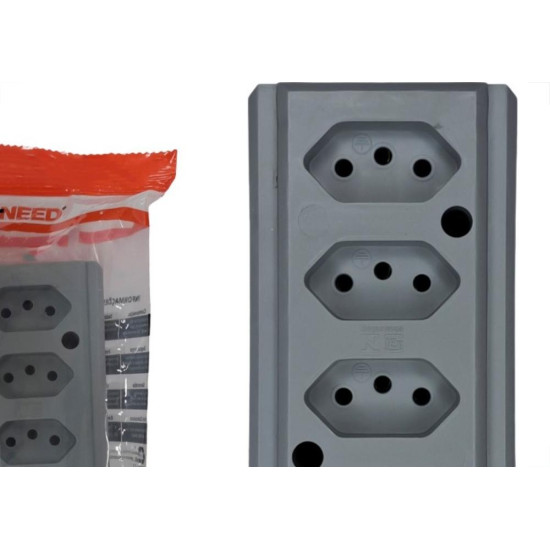 Tomada Barra Interneed 2 Polos +Terra Cinza 10A. Quadrupla Tomada Barra Interneed 2 Polos +Terra Cinza 10A. Quadrupla
