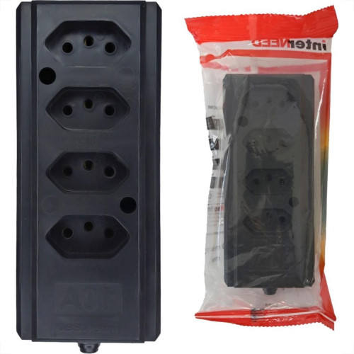 Tomada Barra Interneed 2 Polos +Terra Preta 10A. Quadrupla Tomada Barra Interneed 2 Polos +Terra Preta 10A. Quadrupla