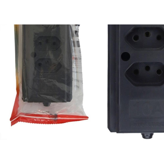 Tomada Barra Interneed 2 Polos +Terra Preta 10A. Quadrupla Tomada Barra Interneed 2 Polos +Terra Preta 10A. Quadrupla