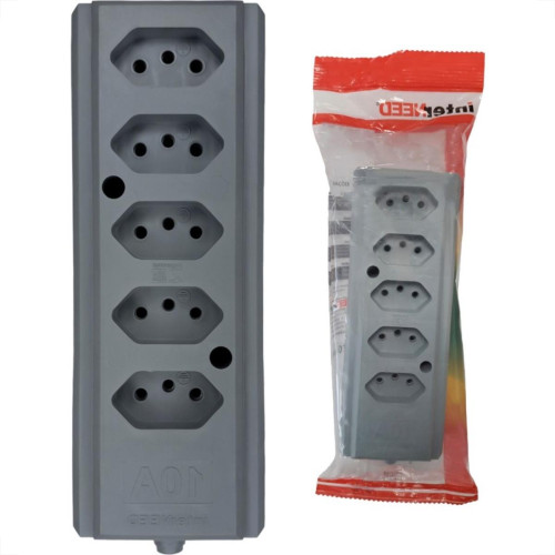 Tomada Barra Interneed 2 Polos +Terra Cinza 10A. Quintupla Tomada Barra Interneed 2 Polos +Terra Cinza 10A. Quintupla