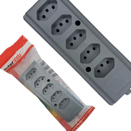 Tomada Barra Interneed 2 Polos +Terra Cinza 10A. Quintupla Tomada Barra Interneed 2 Polos +Terra Cinza 10A. Quintupla