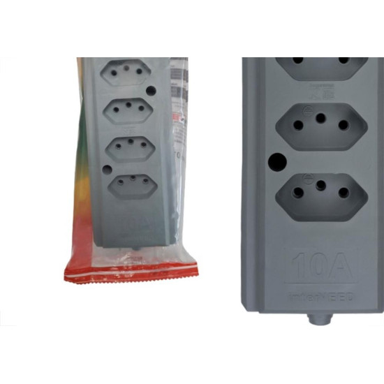 Tomada Barra Interneed 2 Polos +Terra Cinza 10A. Quintupla Tomada Barra Interneed 2 Polos +Terra Cinza 10A. Quintupla