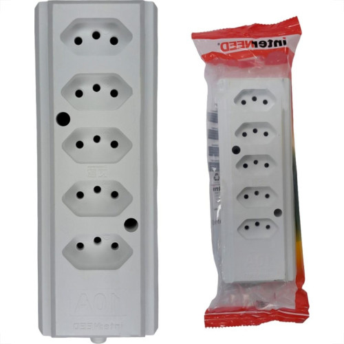 Tomada Barra Interneed 2 Polos +Terra Branca 10A. Quintupla Tomada Barra Interneed 2 Polos +Terra Branca 10A. Quintupla
