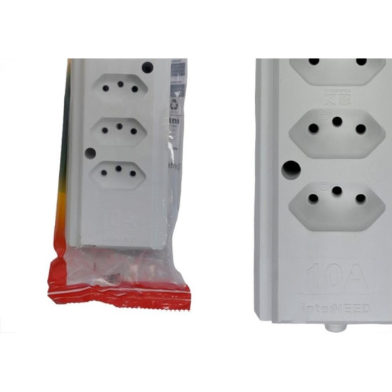 Tomada Barra Interneed 2 Polos +Terra Branca 10A. Quintupla Tomada Barra Interneed 2 Polos +Terra Branca 10A. Quintupla